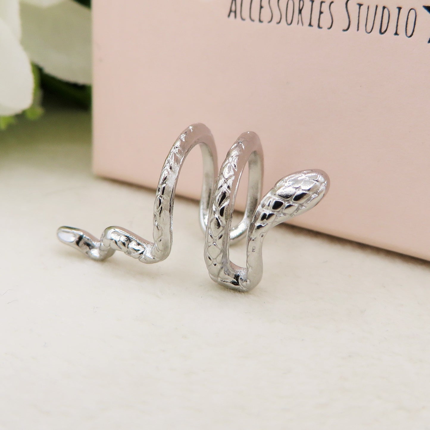 EVE EARCUFF Snake ~ ACCIAIO Inossidabile orecchino Senza buco