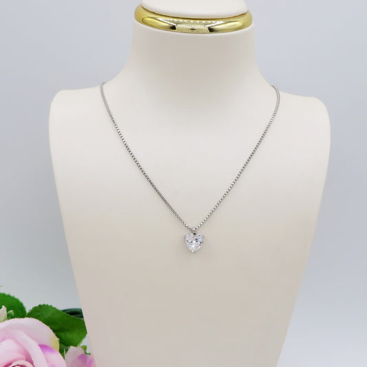 ANNIE - ACCIAIO INOSSIDABILE - Collana con cuore in cubic zirconia