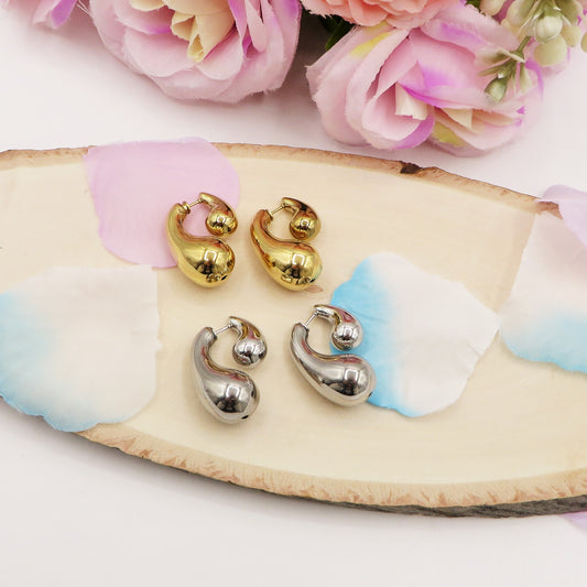 DROP DOUBLE - ACCIAIO INOSSIDABILE ~ Paio Orecchini doppia goccia bombe'