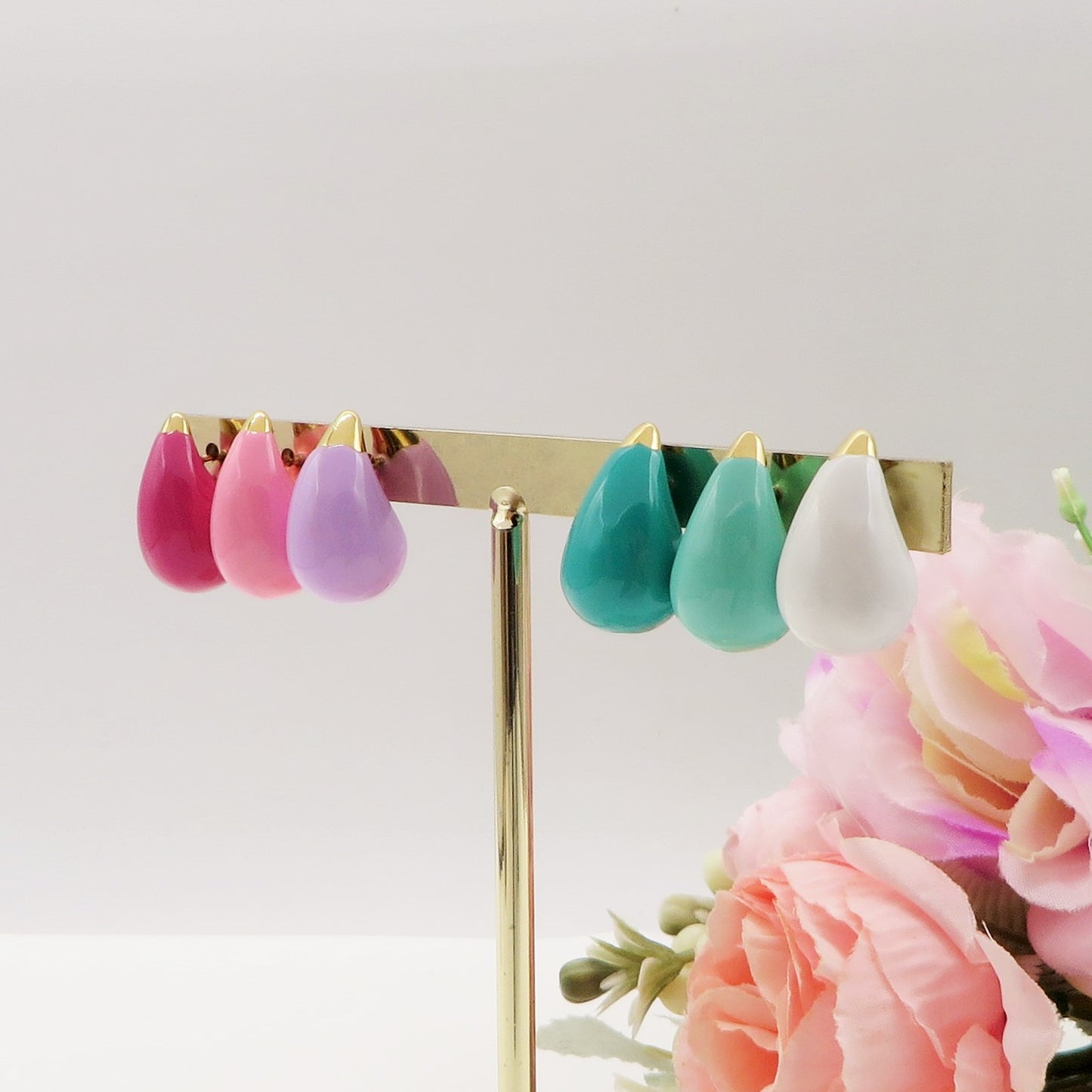 DROP SPRING COLOURS XS 2cm - ACCIAIO inossidabile ~ PAIO Orecchini goccia bombe' smaltati