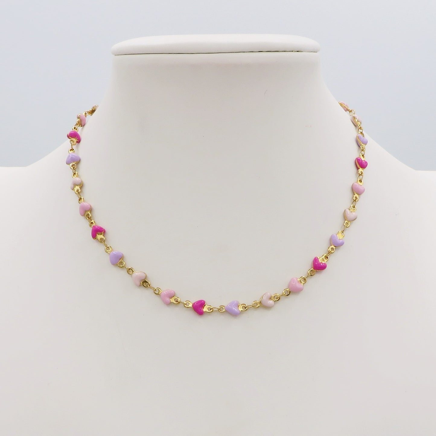 TAHITI~ Collana ACCIAIO INOSSIDABILE con cuori smaltati