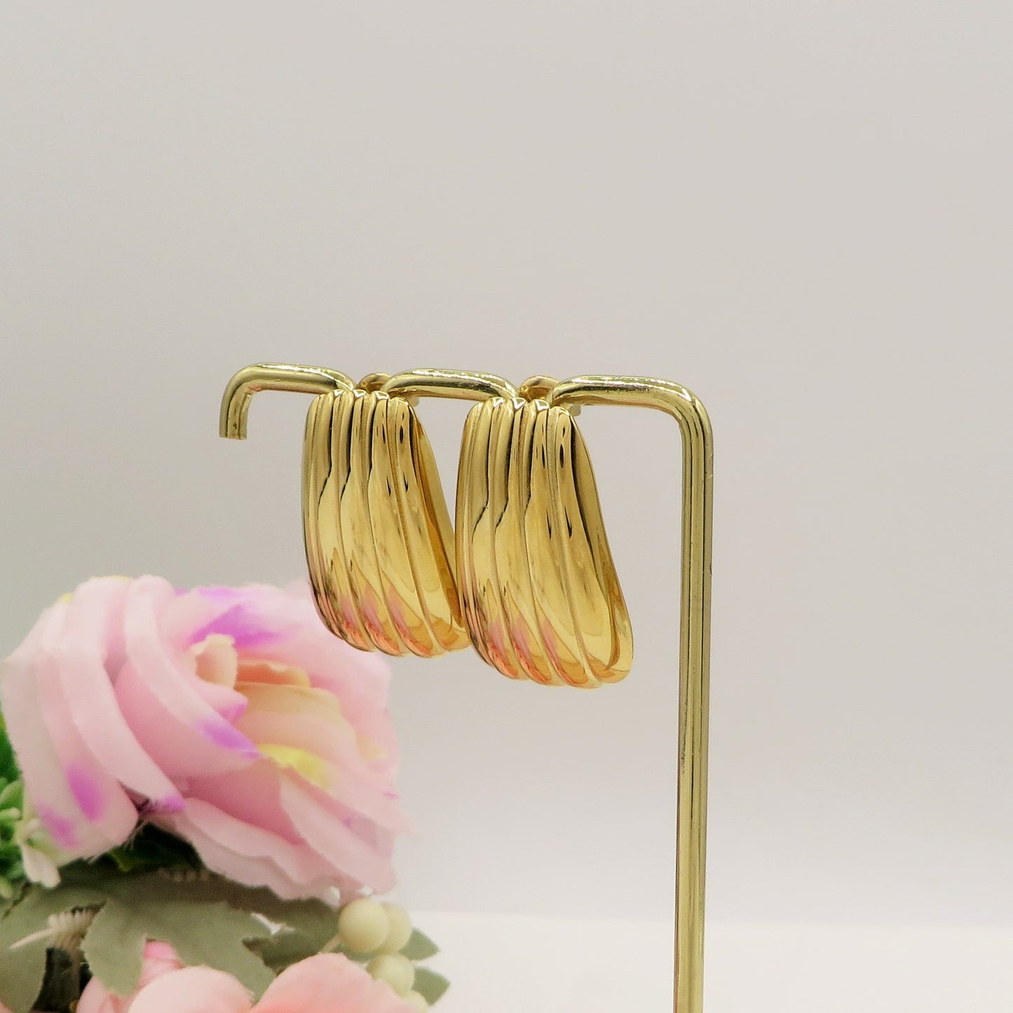 SHELL - Orecchini bottone vintage - ACCIAIO INOSSIDABILE ~ Paio Orecchini a conchiglia