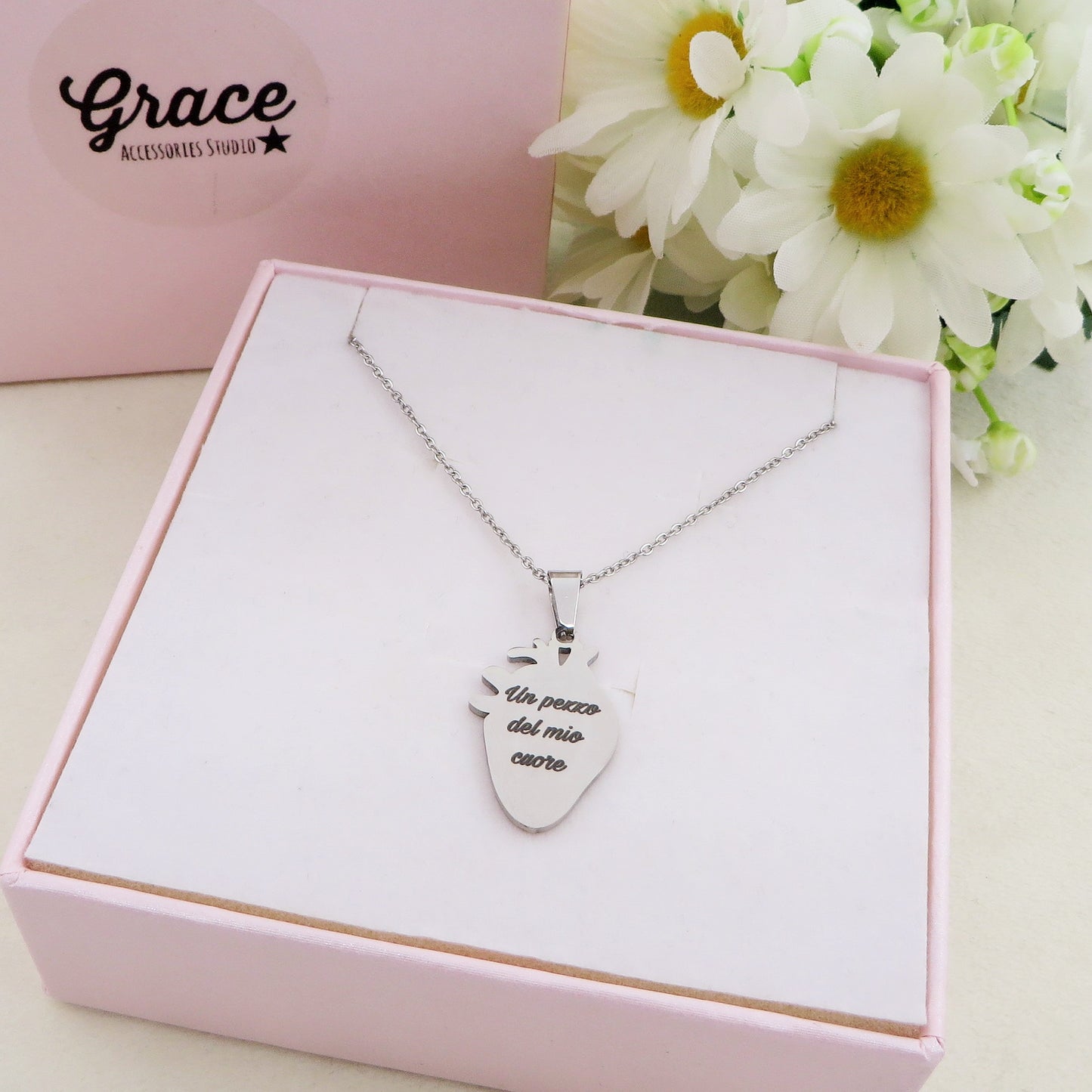 HUMAN HEART~ ACCIAIO inossidabile - Collana ciondolo cuore anatomico