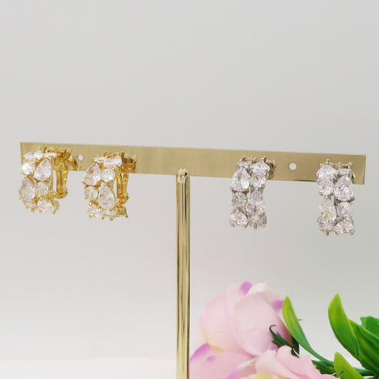 GABRIELLA HOOPS A CLIP - Orecchini a cerchio con Cubic Zirconia AAA - SENZA BUCO