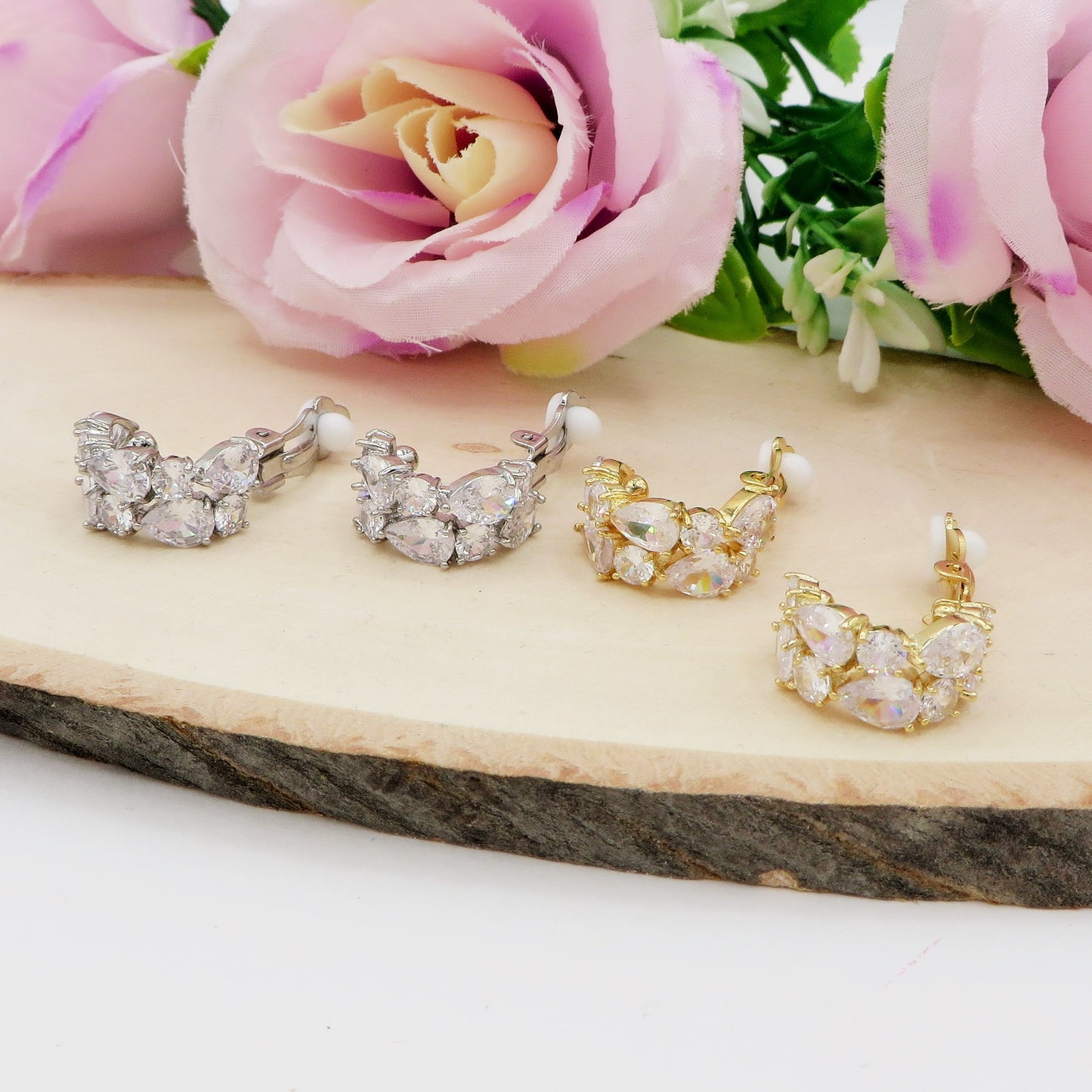 GABRIELLA HOOPS A CLIP - Orecchini a cerchio con Cubic Zirconia AAA - SENZA BUCO
