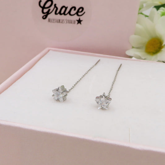 STARS bombè ACCIAIO inossidabile ~ PAIO Orecchini filo pendenti - saliscendi