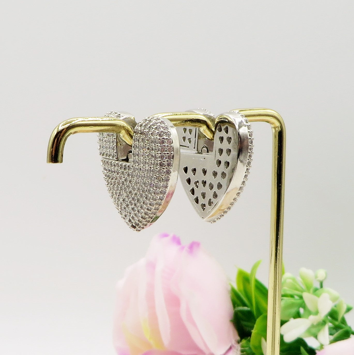 DISCO HEART ~ Orecchini cerchi zirconati FULL in Cubic Zirconia