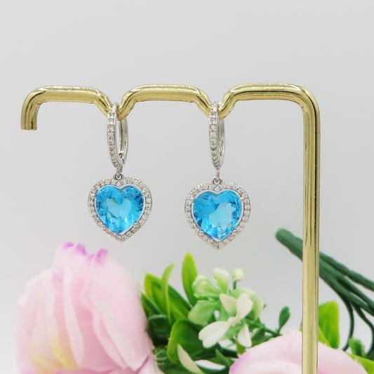 Diana HOOPS ~ 12 colori - Orecchini a cerchio con cuore in Cubic Zirconia