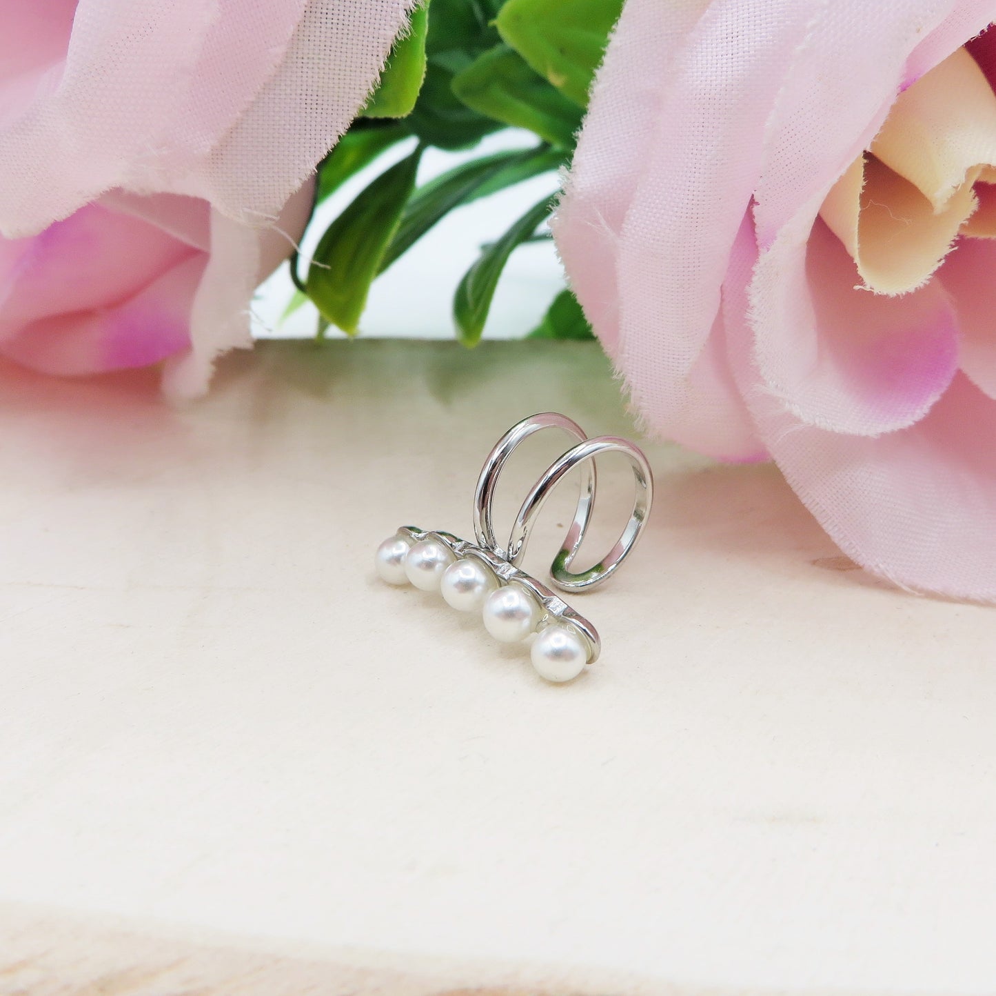 PEARLS EARCUFF ~ ACCIAIO Inossidabile orecchino Senza buco con perle