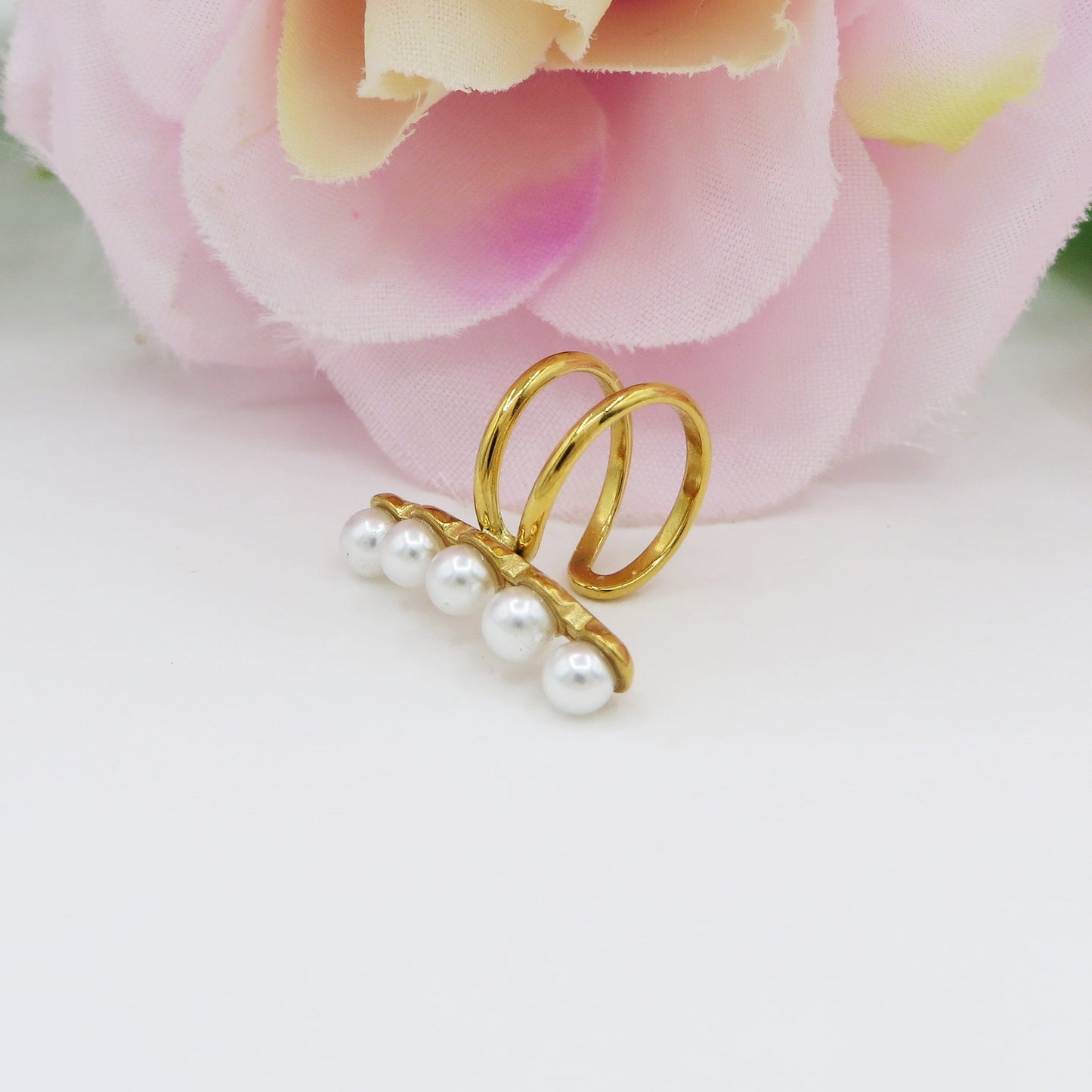 PEARLS EARCUFF ~ ACCIAIO Inossidabile orecchino Senza buco con perle