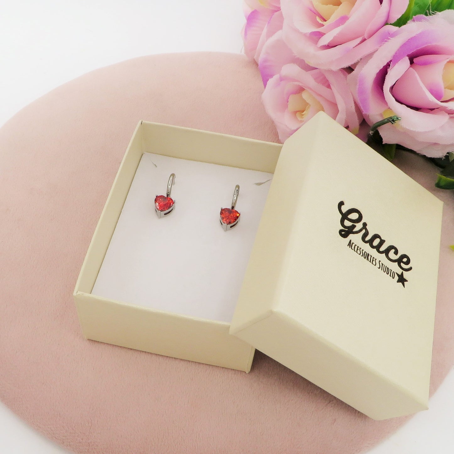 ANNIE - ACCIAIO INOSSIDABILE - Paio Orecchini pendenti in cubic zirconia a forma di cuore