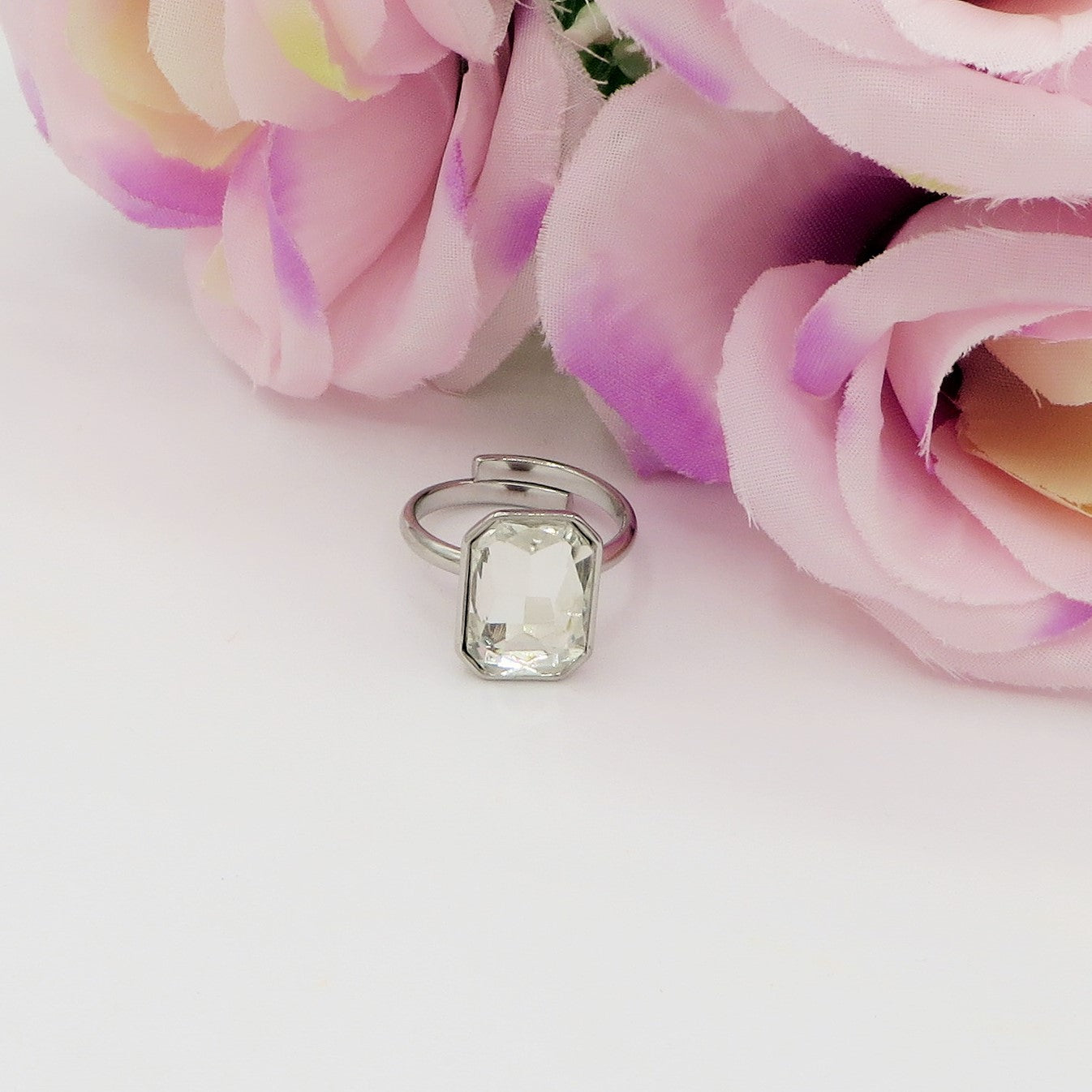 TAYLOR ~ Anello regolabile in ACCIAIO INOSSIDABILE con pietra
