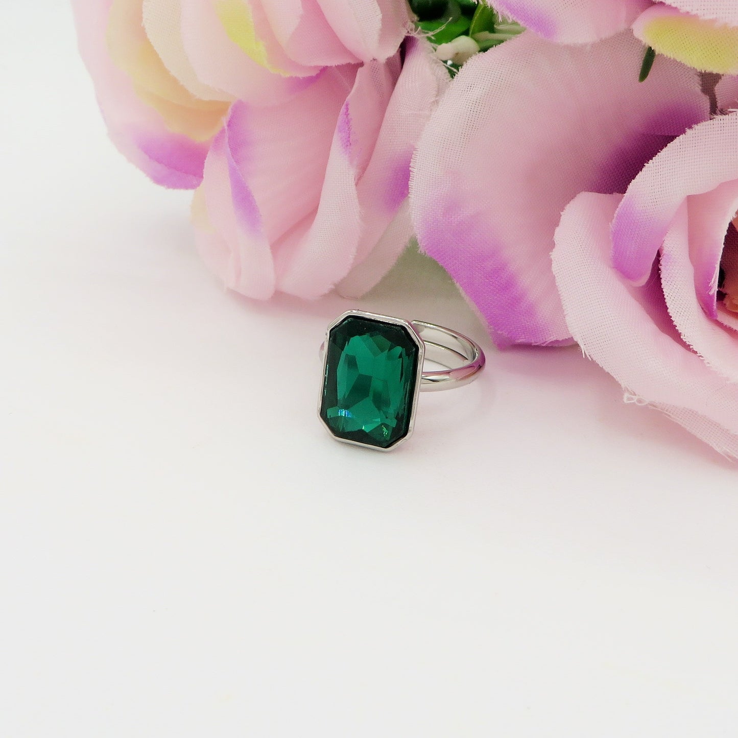 TAYLOR ~ Anello regolabile in ACCIAIO INOSSIDABILE con pietra