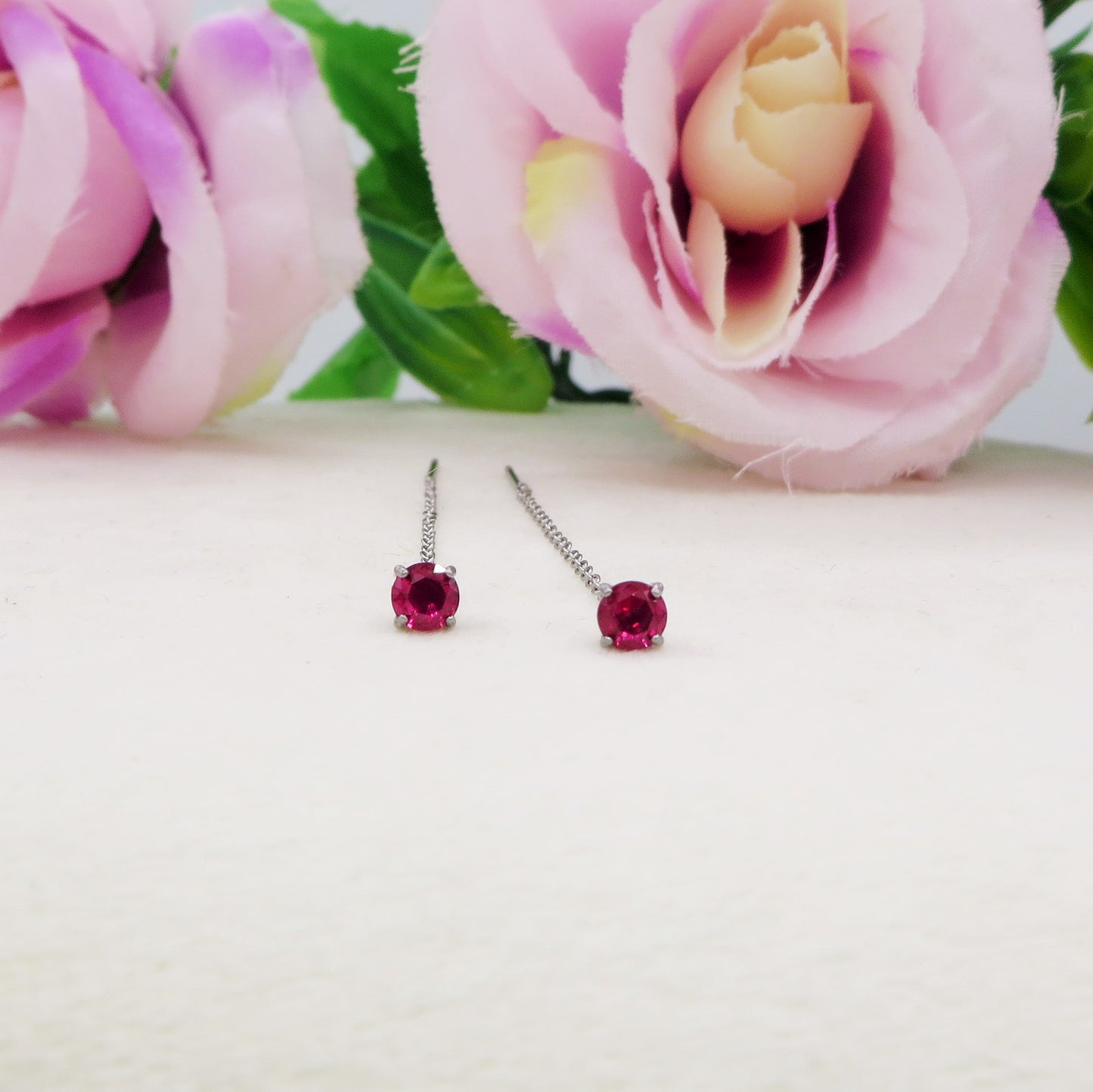 SHINY RAINBOW- Acciaio inossidabile ~ PAIO Orecchini filo pendenti con cubic zirconia