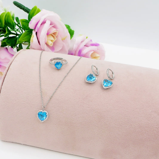 DIANA - set AZZURRO - collana + orecchini + ANELLO