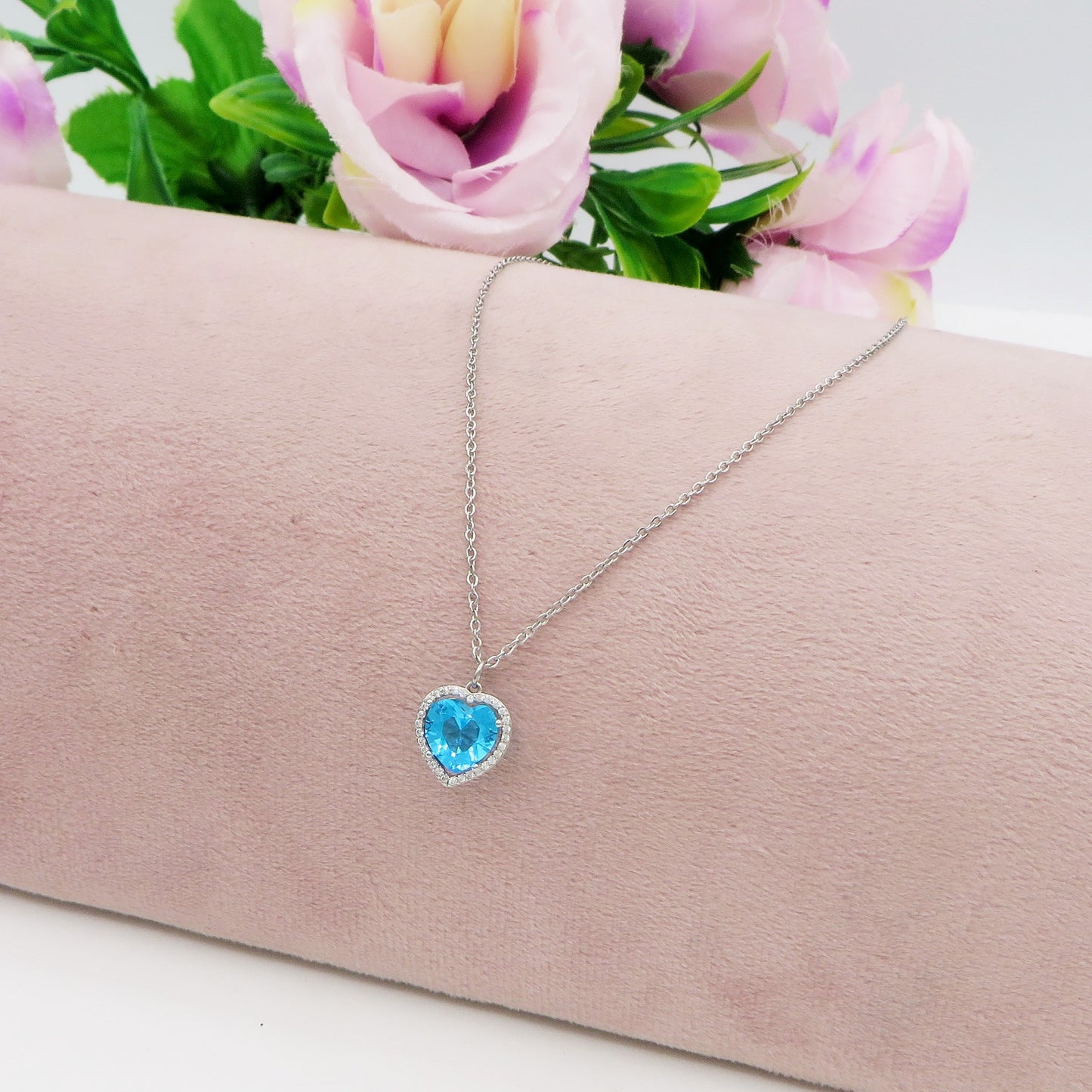 DIANA - ACCIAIO INOSSIDABILE- collana con pendente cuore in cubic zirconia