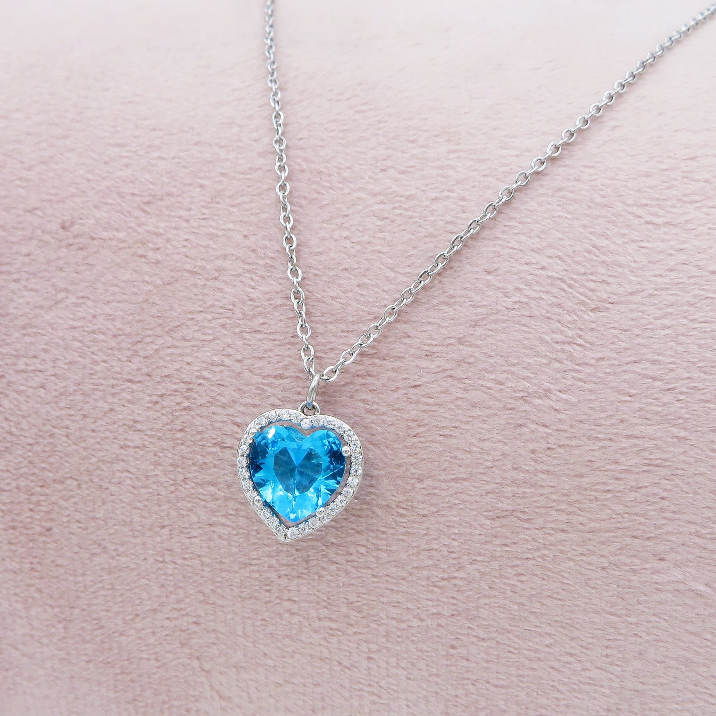 DIANA - ACCIAIO INOSSIDABILE- collana con pendente cuore in cubic zirconia tanti colori