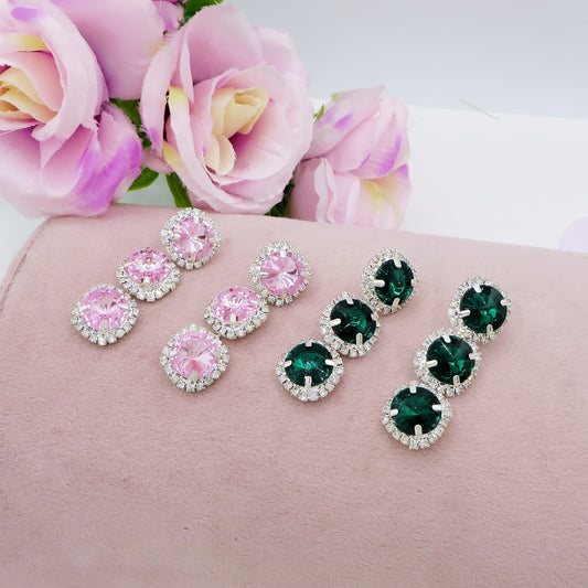 DELILAH PENDENTI COLOURS ~ Orecchini in Cubic Zirconia rotondo