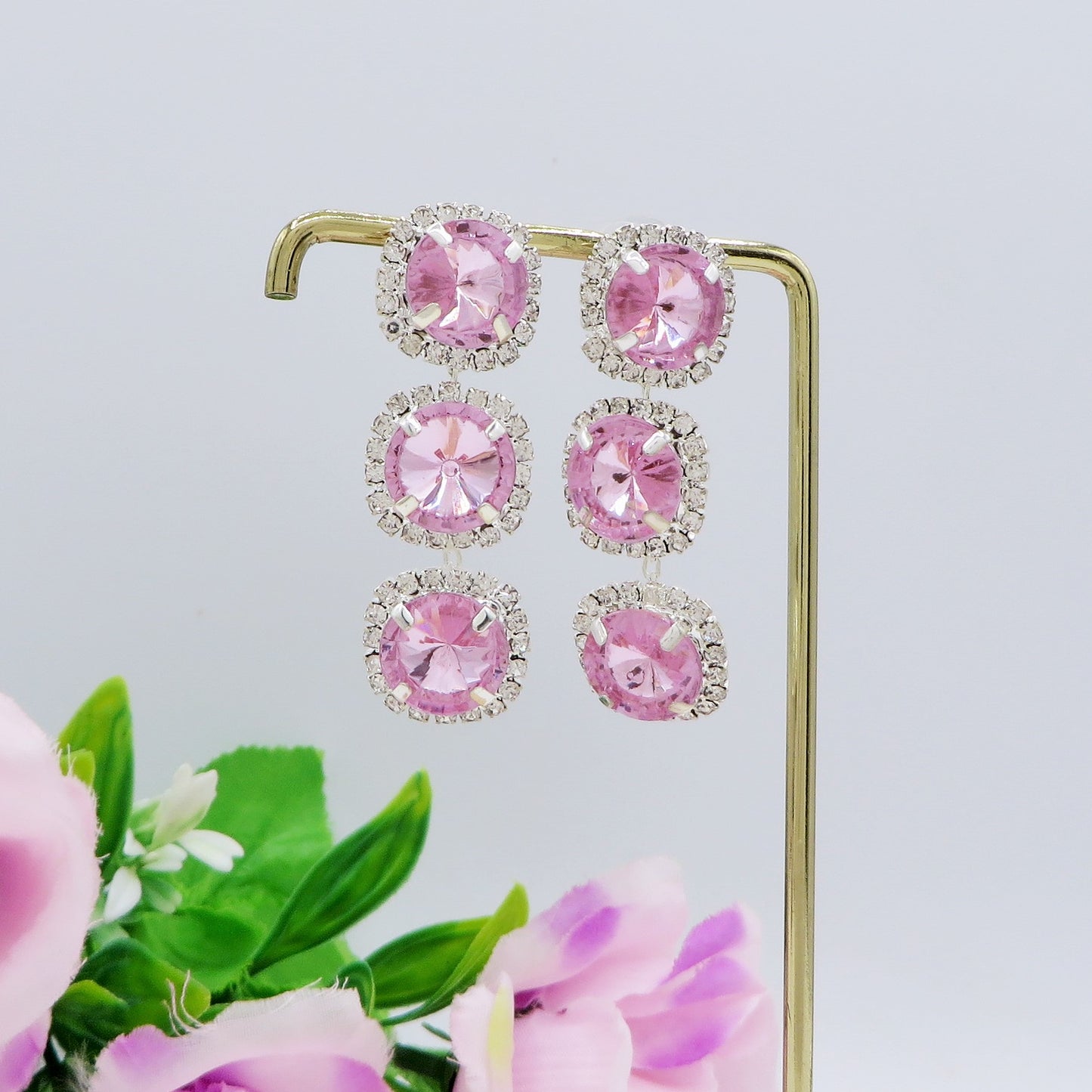 DELILAH PENDENTI COLOURS ~ Orecchini in Cubic Zirconia rotondo