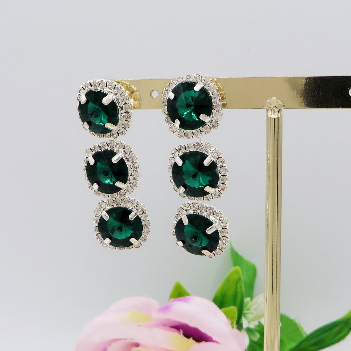 DELILAH PENDENTI COLOURS ~ Orecchini in Cubic Zirconia rotondo
