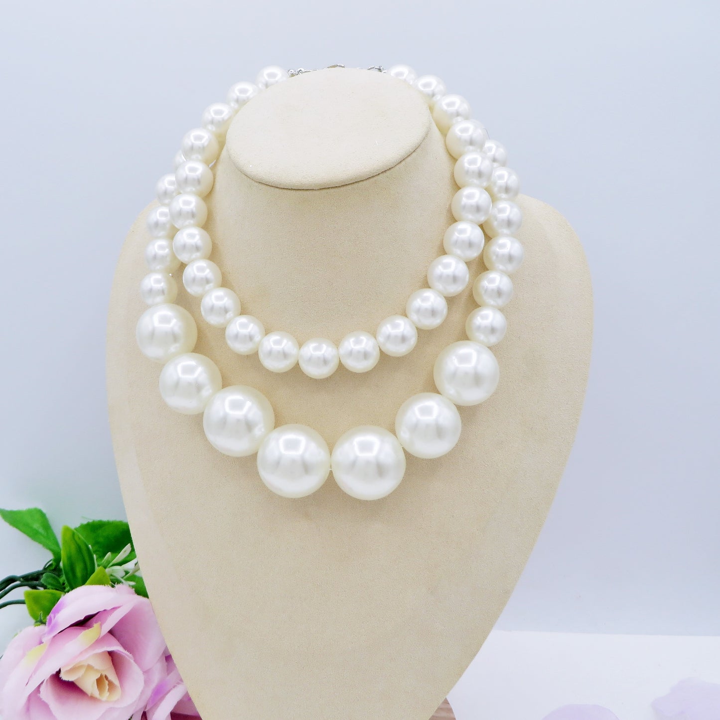 MAXI PEARLS DEGRADE - SET 2 Collane perle XL girocollo degrade'