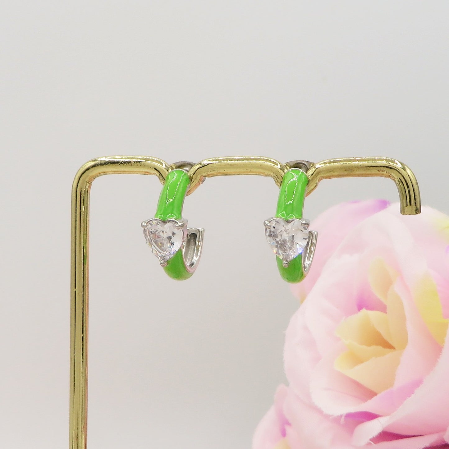 CHERIE FLUO mini - acciaio inossidabile- orecchini a cerchio smaltati con cubic zirconia