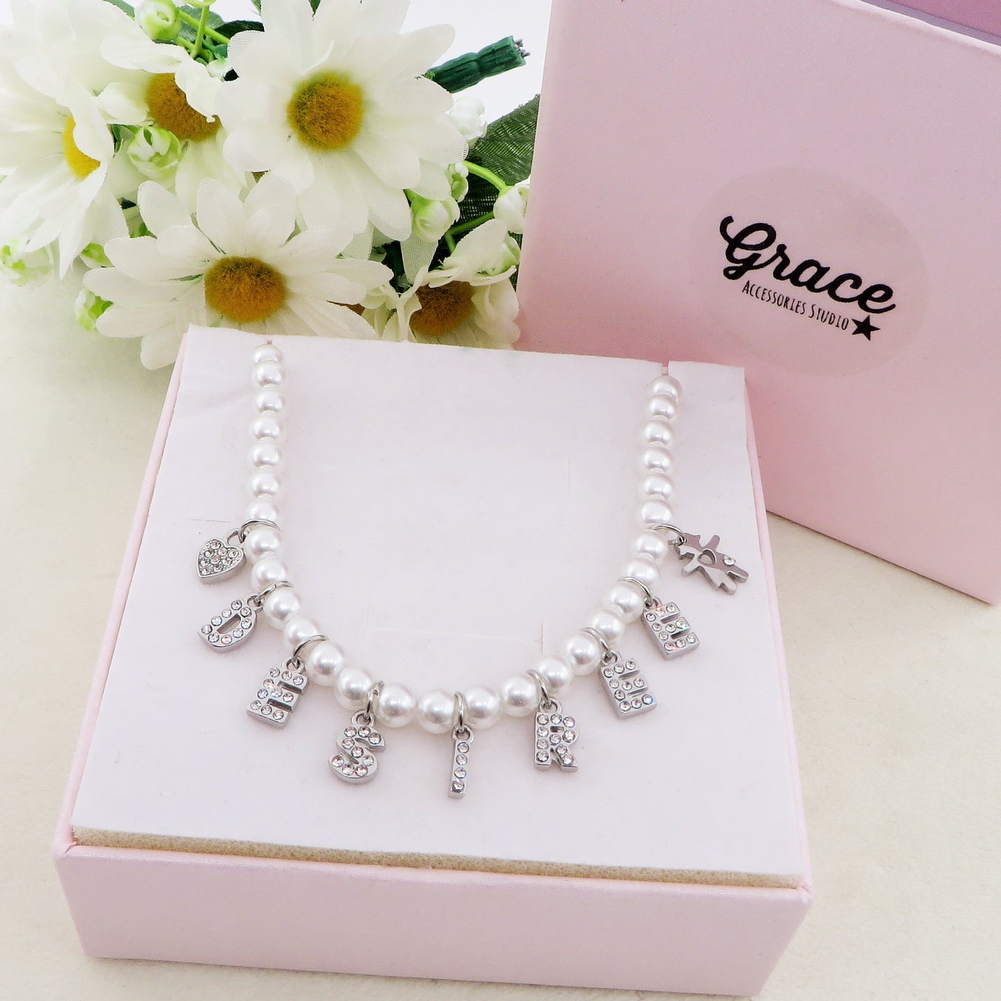 CHOKER Perle Con Nome personalizzabile in Acciaio Inox