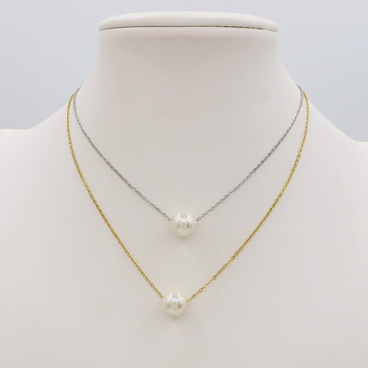 SOLITARIO PEARL - ACCIAIO INOSSIDABILE- collana con pendente solitario perla