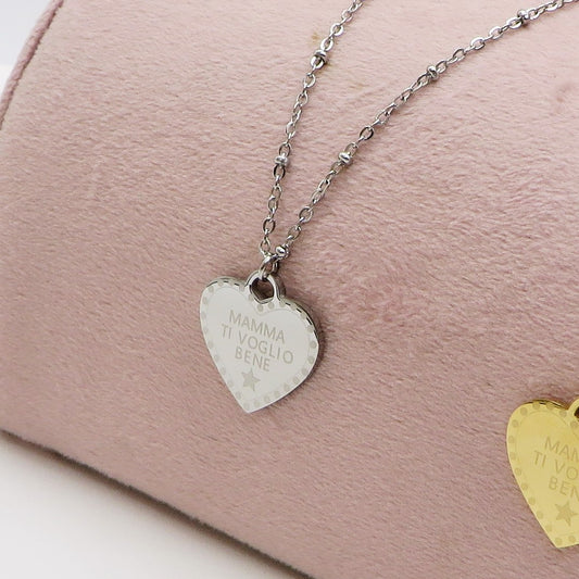 MAMMA TI VOGLIO BENE ~ ACCIAIO INOSSIDABILE - Collana ciondolo incisione