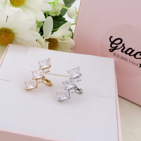 SIENNA EARCUFF ~ ACCIAIO Inossidabile orecchino Senza buco in cubic zirconia