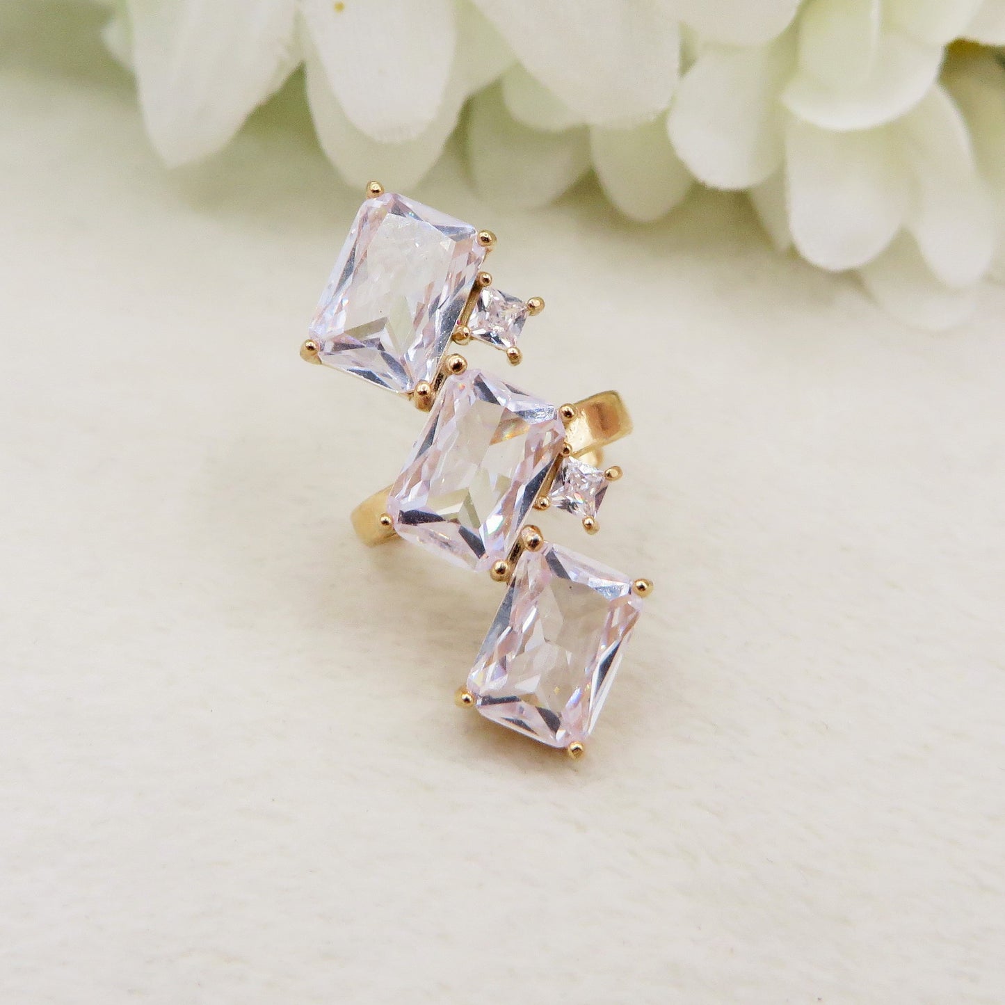 SIENNA EARCUFF ~ ACCIAIO Inossidabile orecchino Senza buco in cubic zirconia