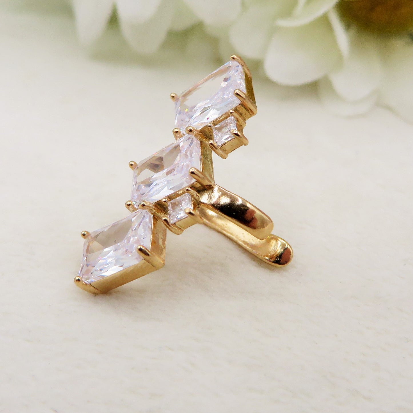 SIENNA EARCUFF ~ ACCIAIO Inossidabile orecchino Senza buco in cubic zirconia