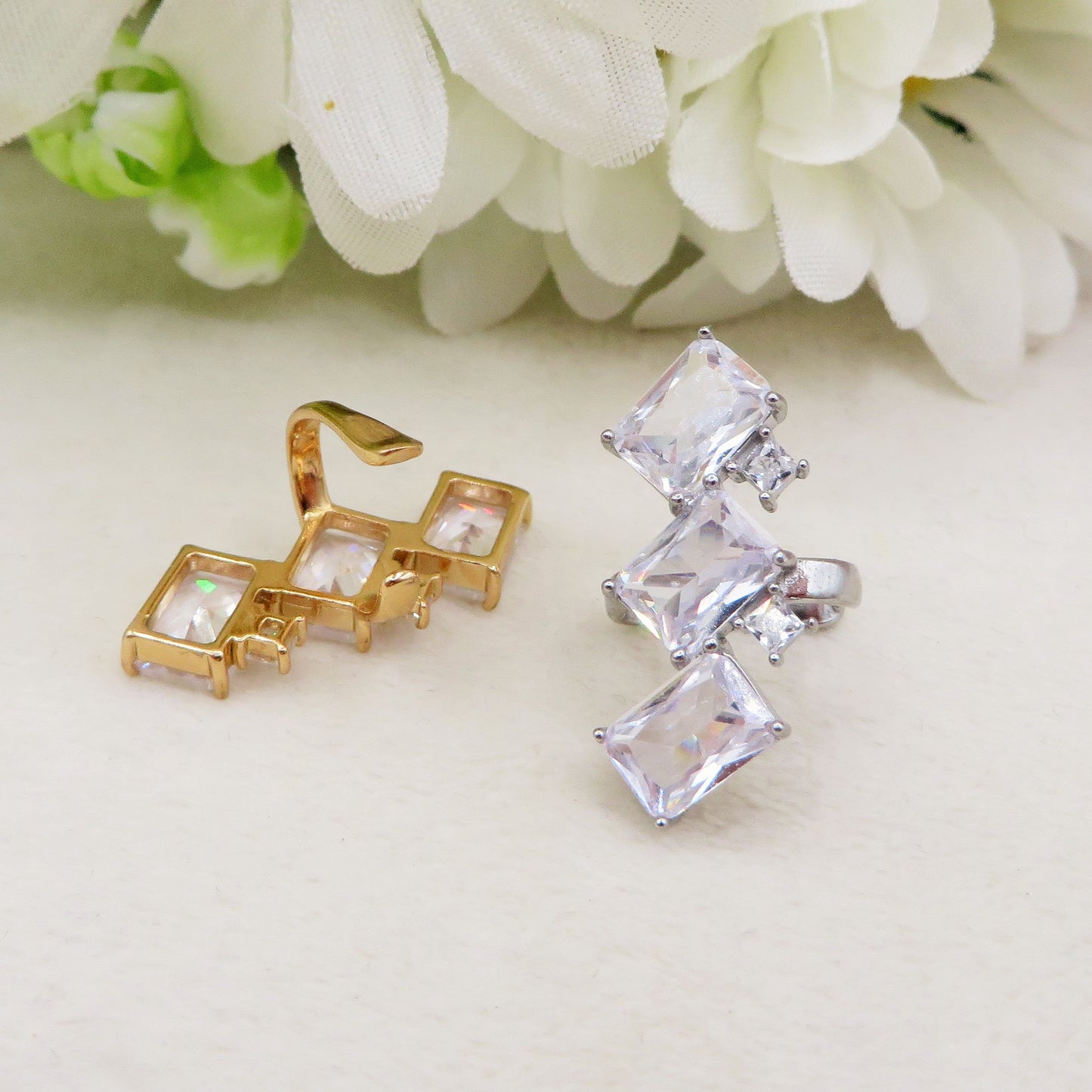 SIENNA EARCUFF ~ ACCIAIO Inossidabile orecchino Senza buco in cubic zirconia