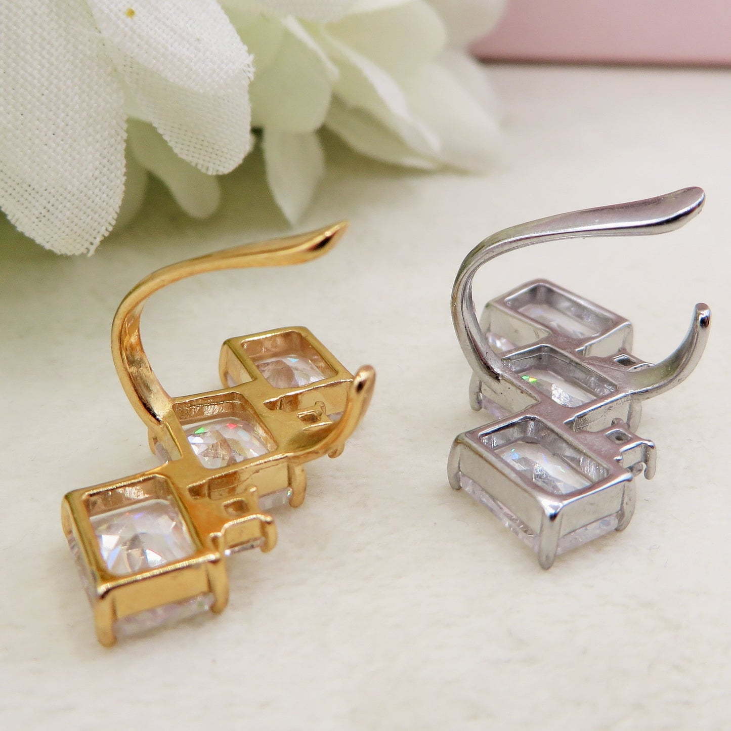SIENNA EARCUFF ~ ACCIAIO Inossidabile orecchino Senza buco in cubic zirconia