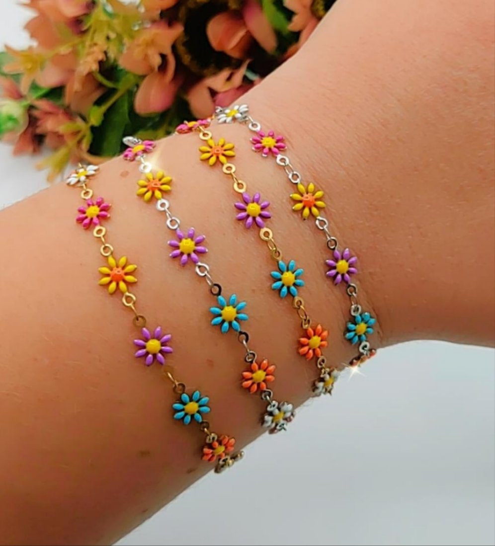 FLORA ~ Bracciale smaltato in ACCIAIO INOSSIDABILE
