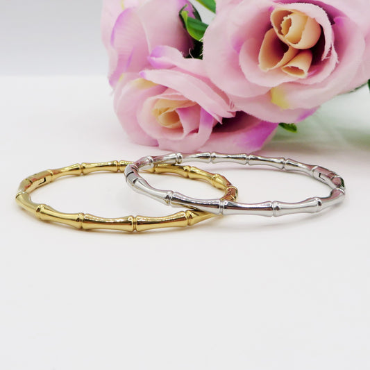 BAMBOO ~ Acciaio Inossidabile - Bracciale rigido effetto bamboo