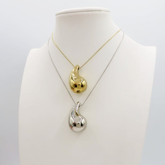 DROP ~ ACCIAIO INOSSIDABILE - Collana goccia bombè