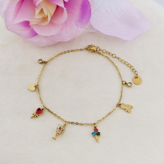 CANDY ~ Bracciale in ACCIAIO inossidabile con pendenti in cubic zirconia