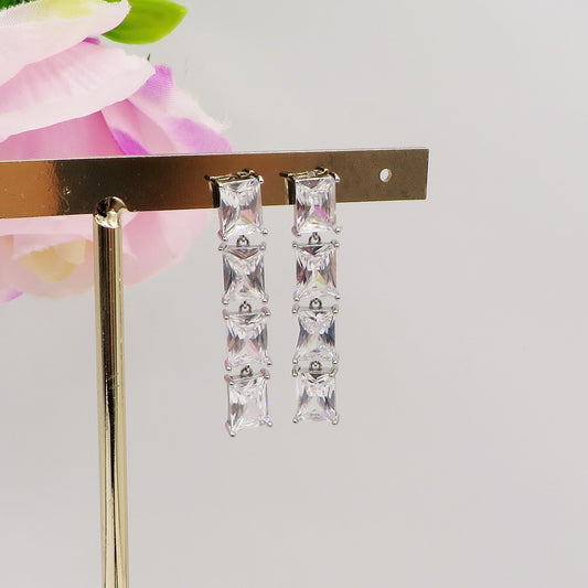 CHARIS PENDENTI 4 PIETRE - acciaio inossidabile- Orecchini pendenti in cubic zirconia