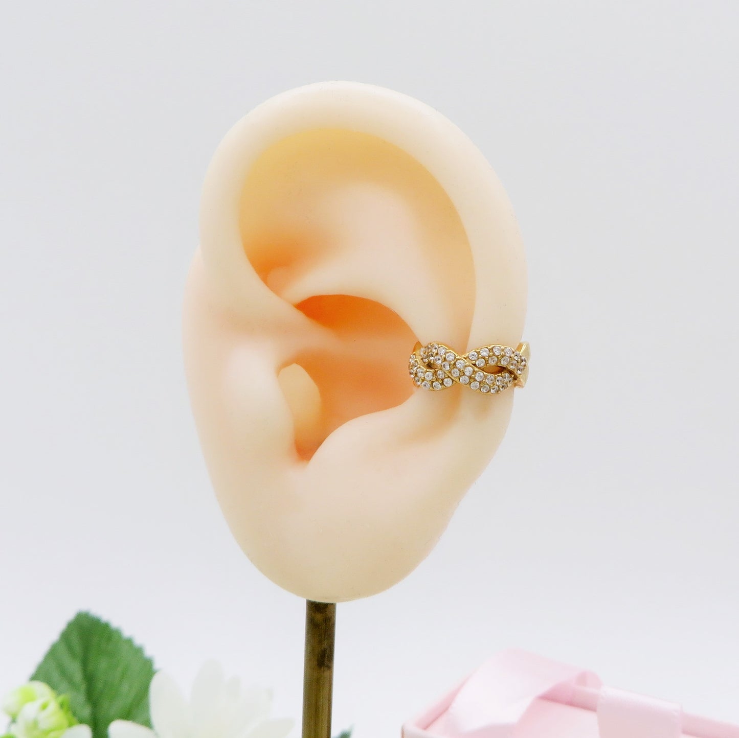 FRANCES EARCUFF ~ ACCIAIO Inossidabile orecchino Senza buco zirconato con cubic zirconia