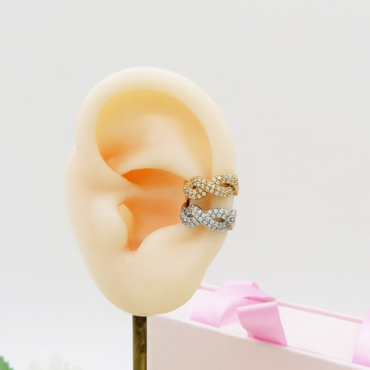 FRANCES EARCUFF ~ ACCIAIO Inossidabile orecchino Senza buco zirconato con cubic zirconia