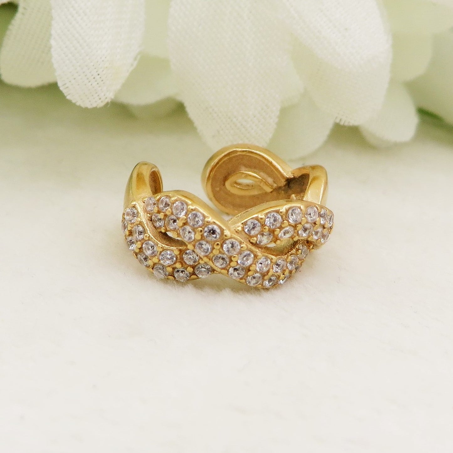 FRANCES EARCUFF ~ ACCIAIO Inossidabile orecchino Senza buco zirconato con cubic zirconia