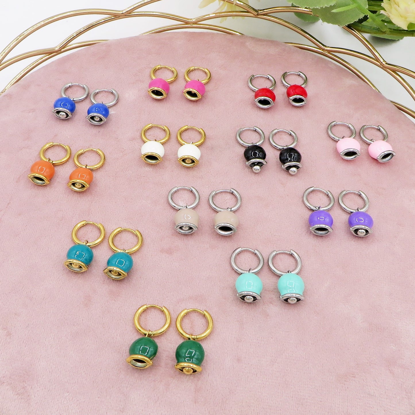 TINKERBELL HOOPS COLOURS ~ ACCIAIO INOSSIDABILE ~ Orecchini mini cerchi a campanella in ACCIAIO INOSSIDABILE