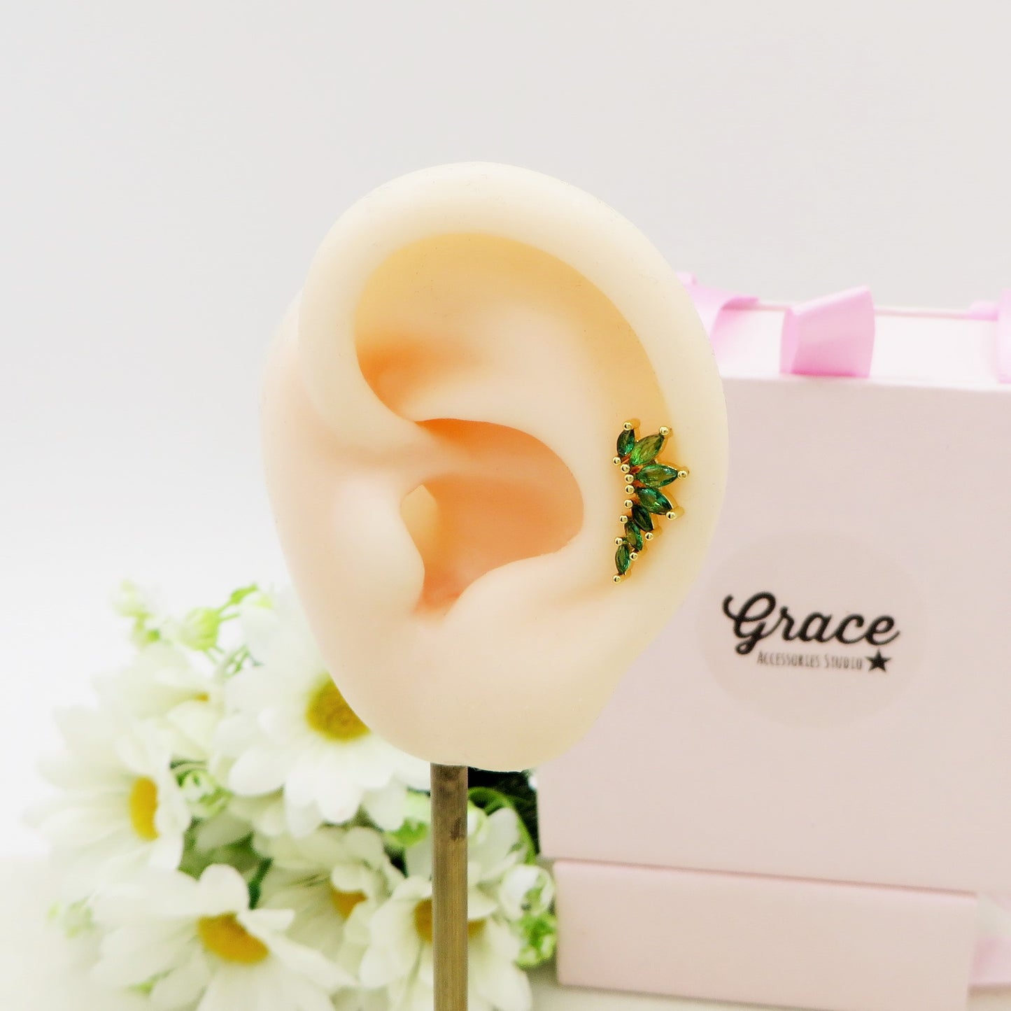 MARQUISE PIERCING ARGENTO 925 con cubic zirconia per Helix, Trago, Flat e Lobo