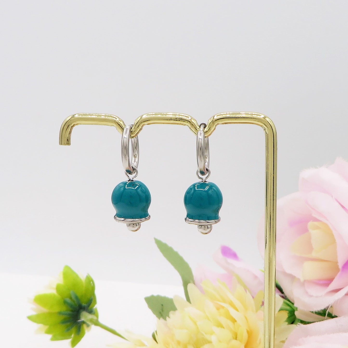 TINKERBELL HOOPS COLOURS ~ ACCIAIO INOSSIDABILE ~ Orecchini mini cerchi a campanella in ACCIAIO INOSSIDABILE