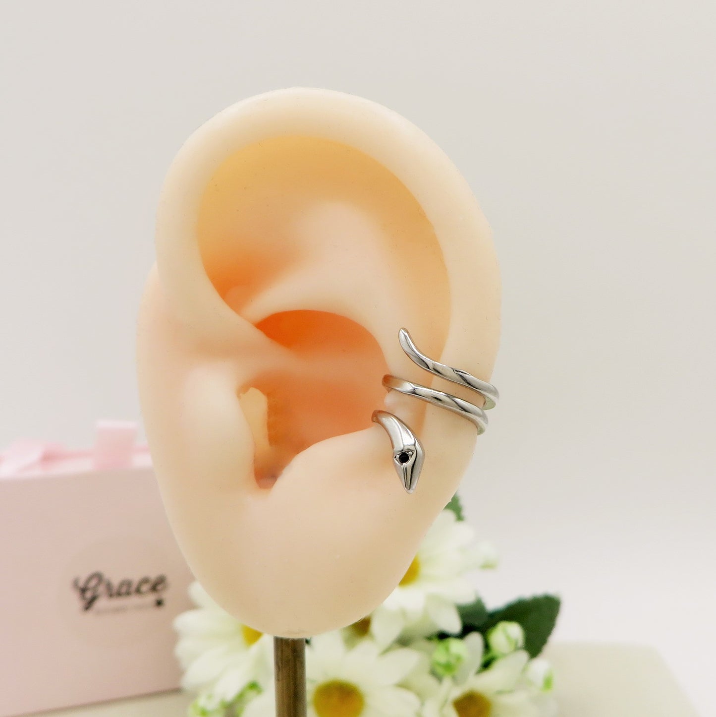 EVE EARCUFF Snake ~ ACCIAIO Inossidabile orecchino Senza buco