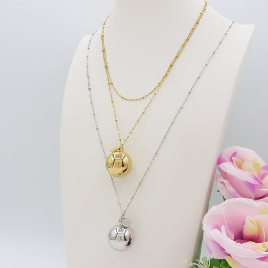 JOSIE ~ACCIAIO INOSSIDABILE - Collana lunga pallina bombè chiama angeli