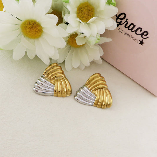 MIA retro' - Orecchini bottone intreccio vintage - ACCIAIO INOSSIDABILE ~ Paio Orecchini