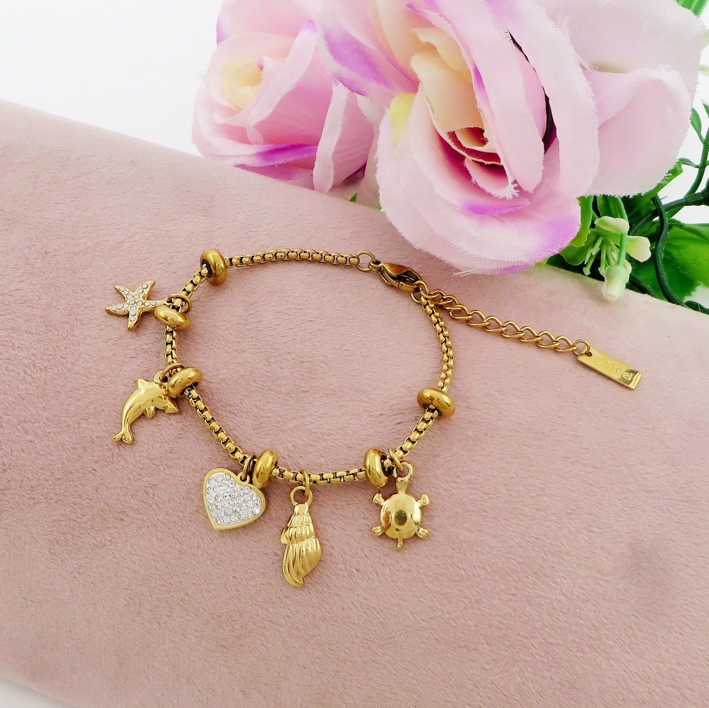 FIJI - Bracciale con charms marini + cubic zirconia ACCIAIO INOSSIDABILE