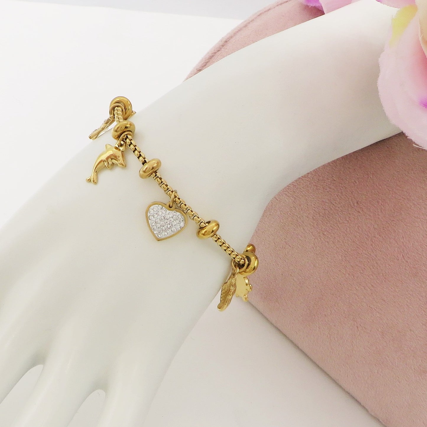 FIJI - Bracciale con charms marini + cubic zirconia ACCIAIO INOSSIDABILE